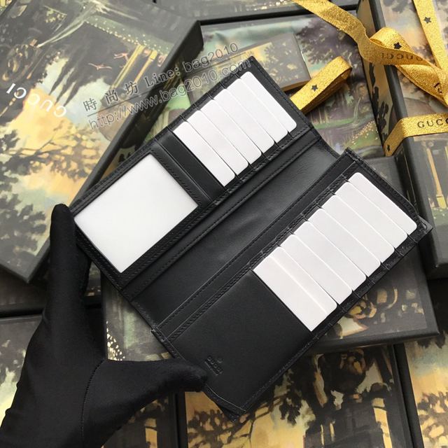 Gucci包 古馳錢包 408836黑全皮 義大利牛皮與標誌性織 高端品質男士西裝夾 Gucci男錢包  gudj1299